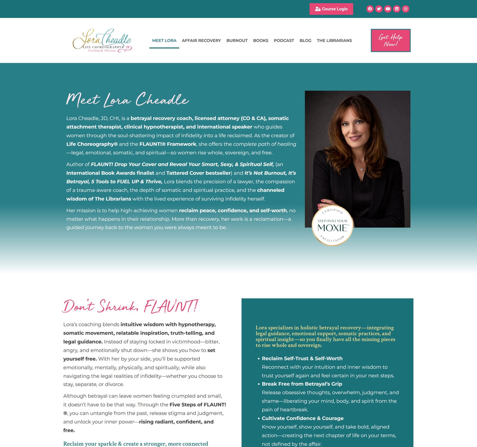 Screenshot of the Meet Lora page on the previous WordPress website
